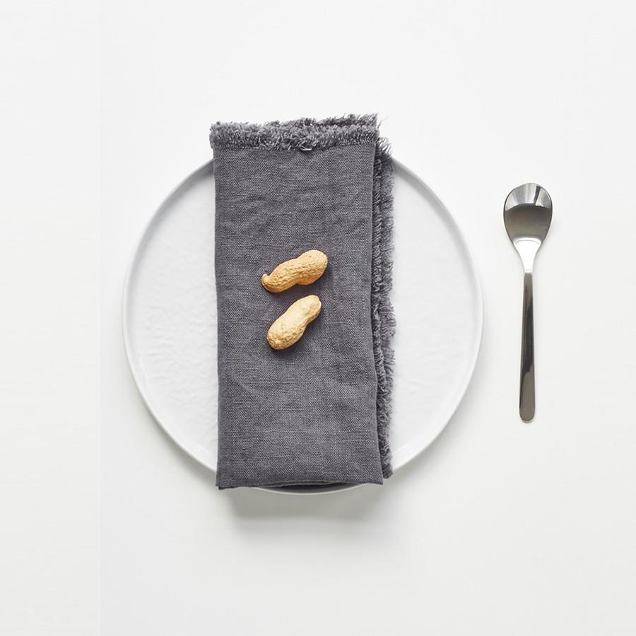 LIMITED EDITION Dark Grey Linen Napkins with Fringes Set of 2