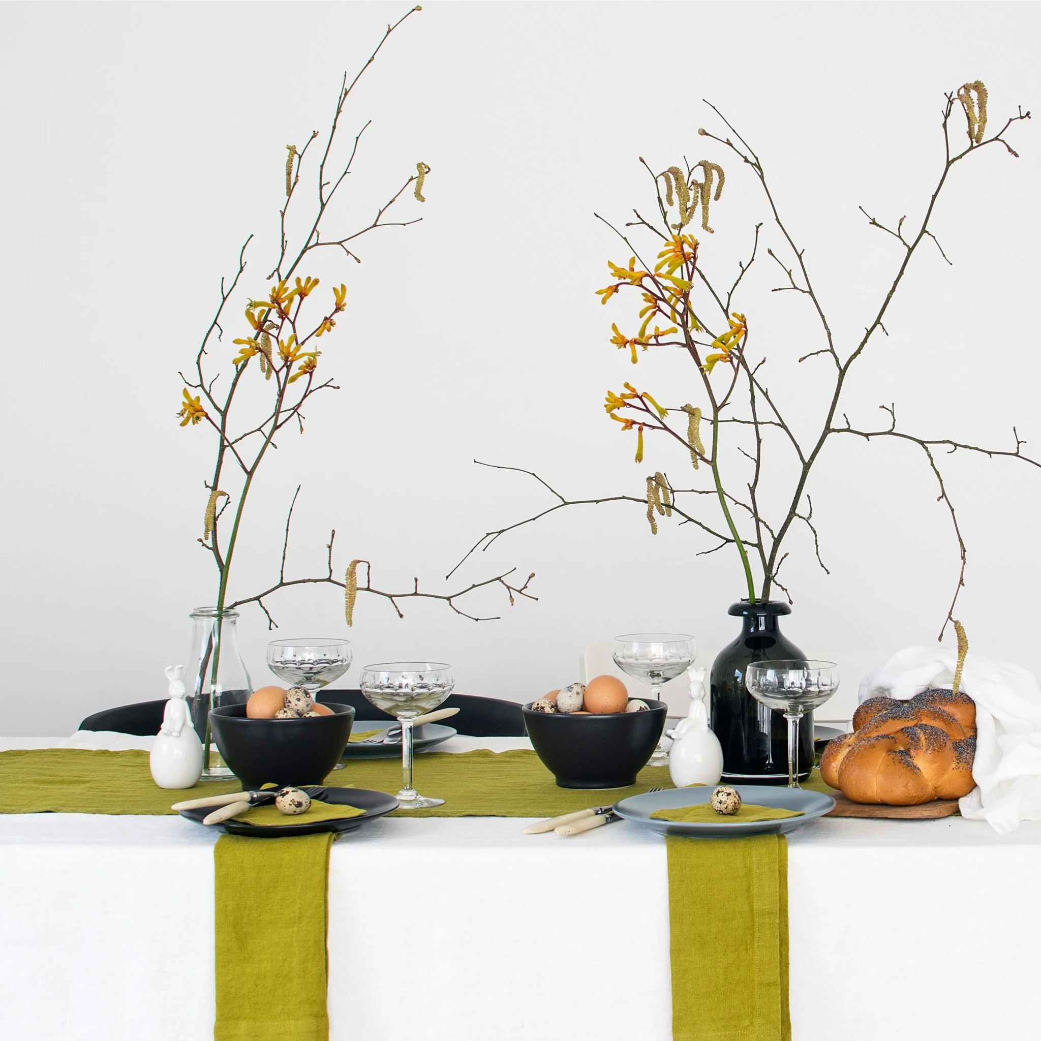 Moss Green Linen Table Runner - Image 2