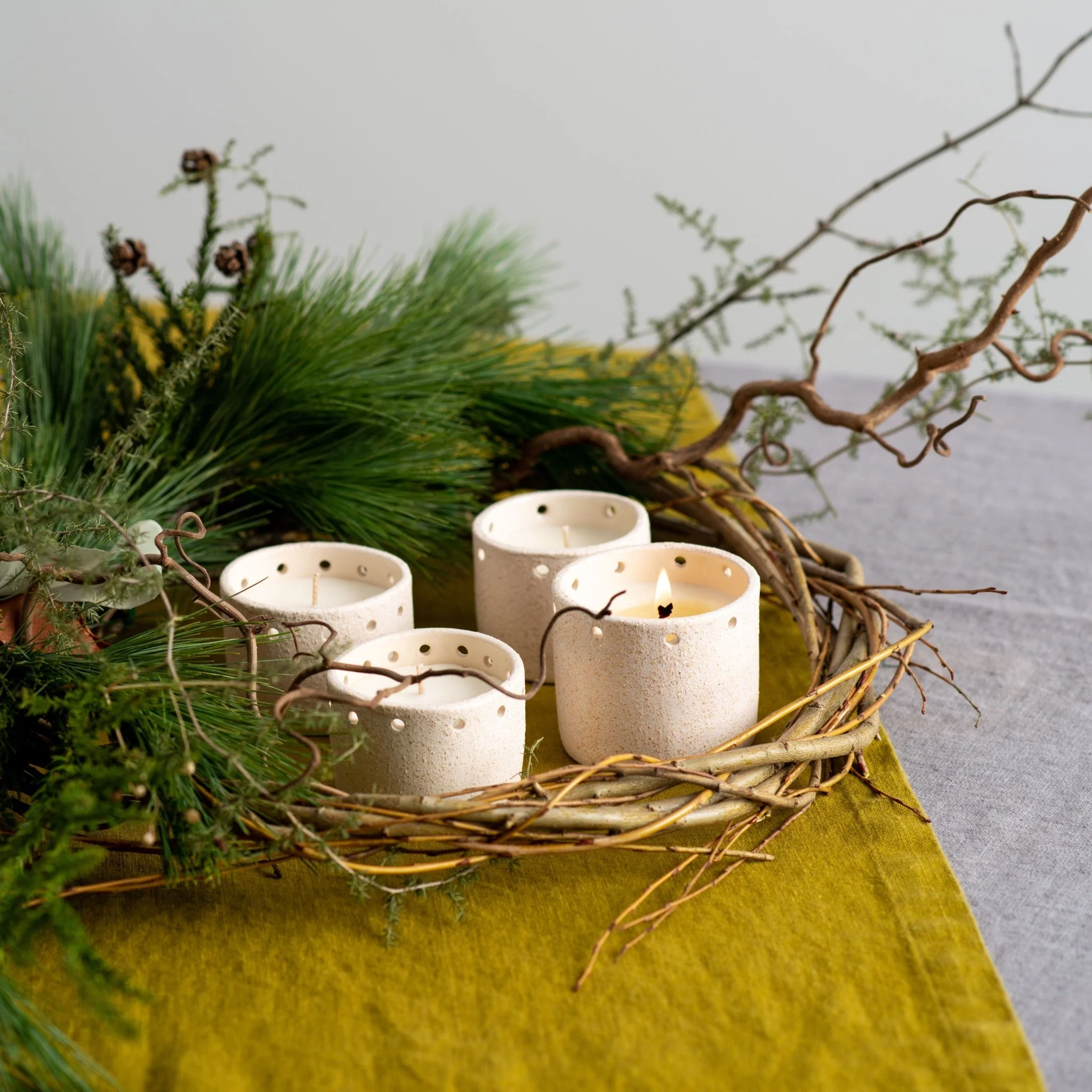 Moss Green Linen Table Runner - Image 3