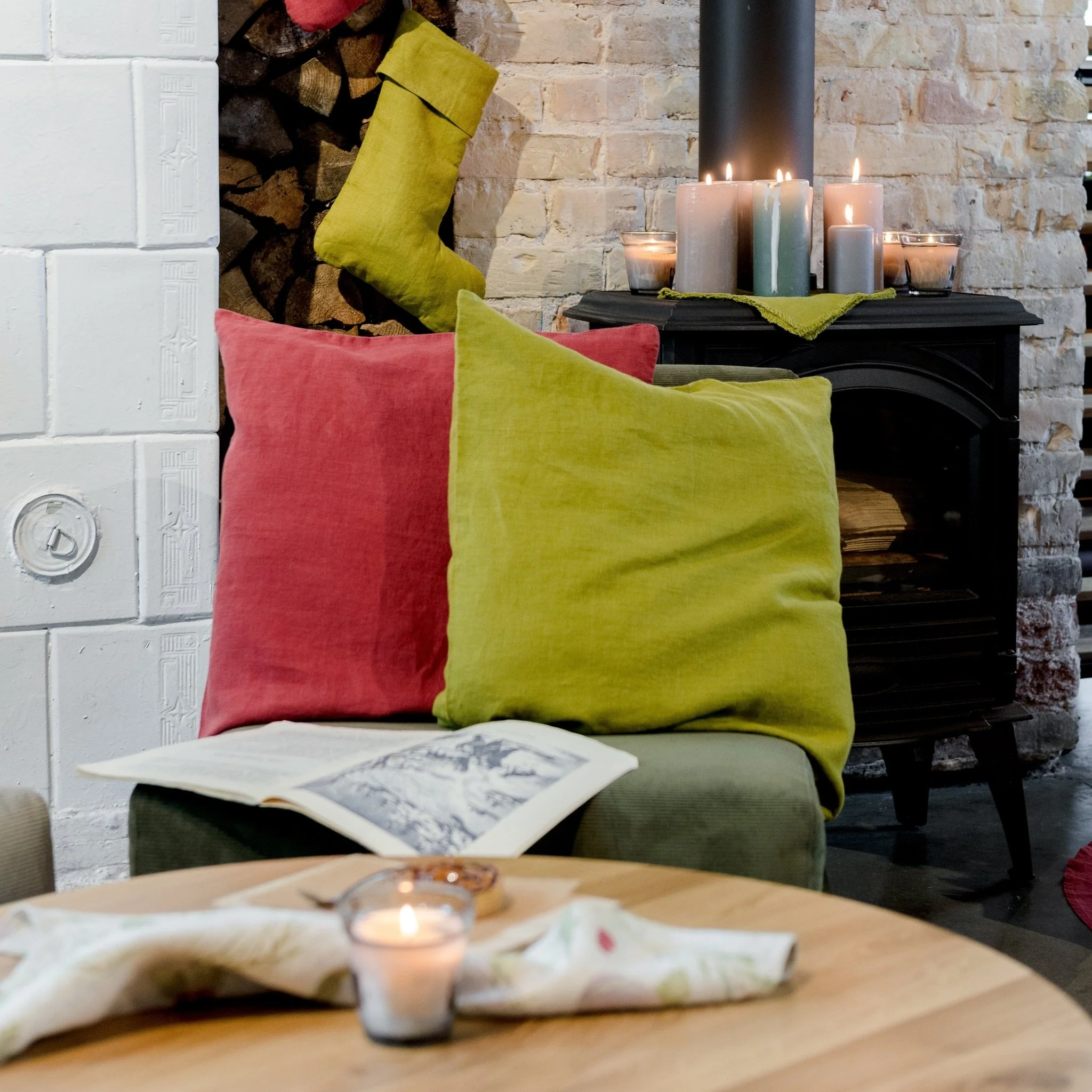 Moss Green Linen Cushion Cover - Image 4