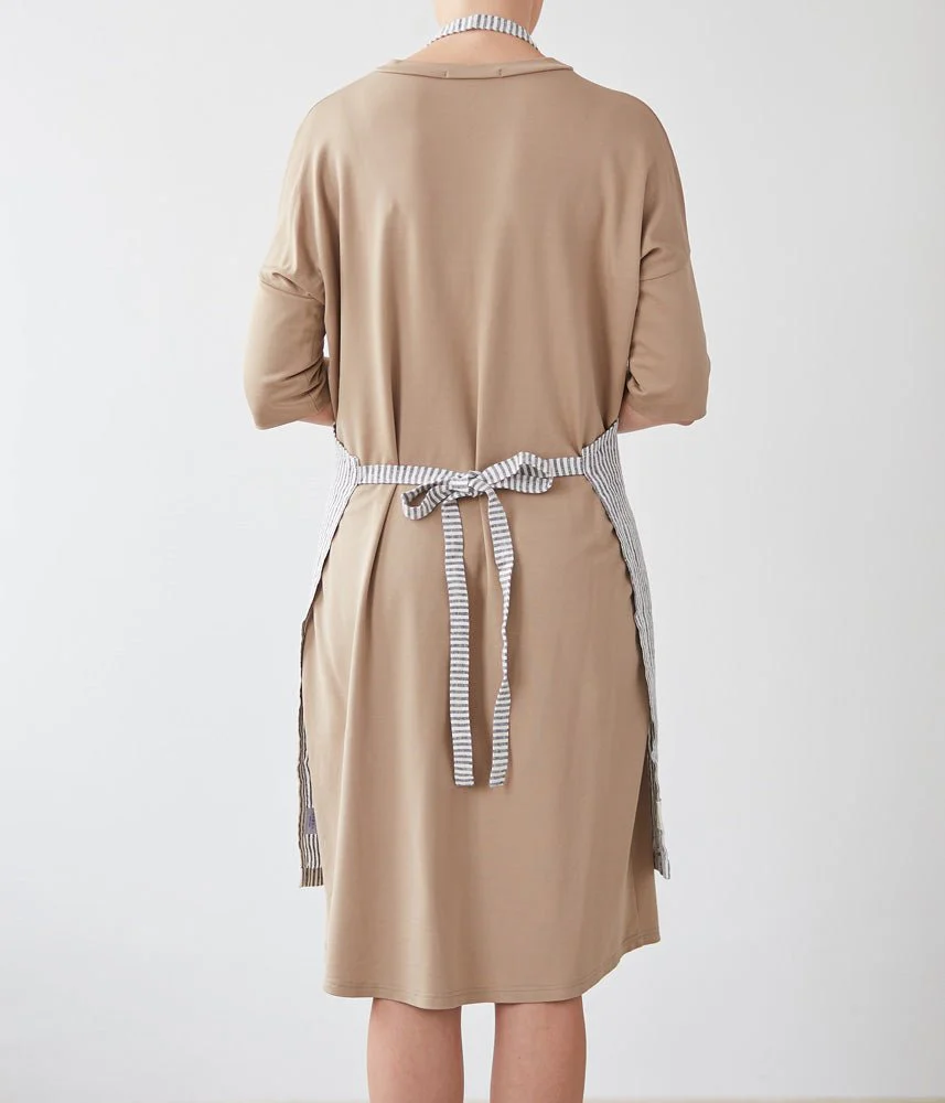 Thin Black Stripes Linen Daily Apron - Image 2