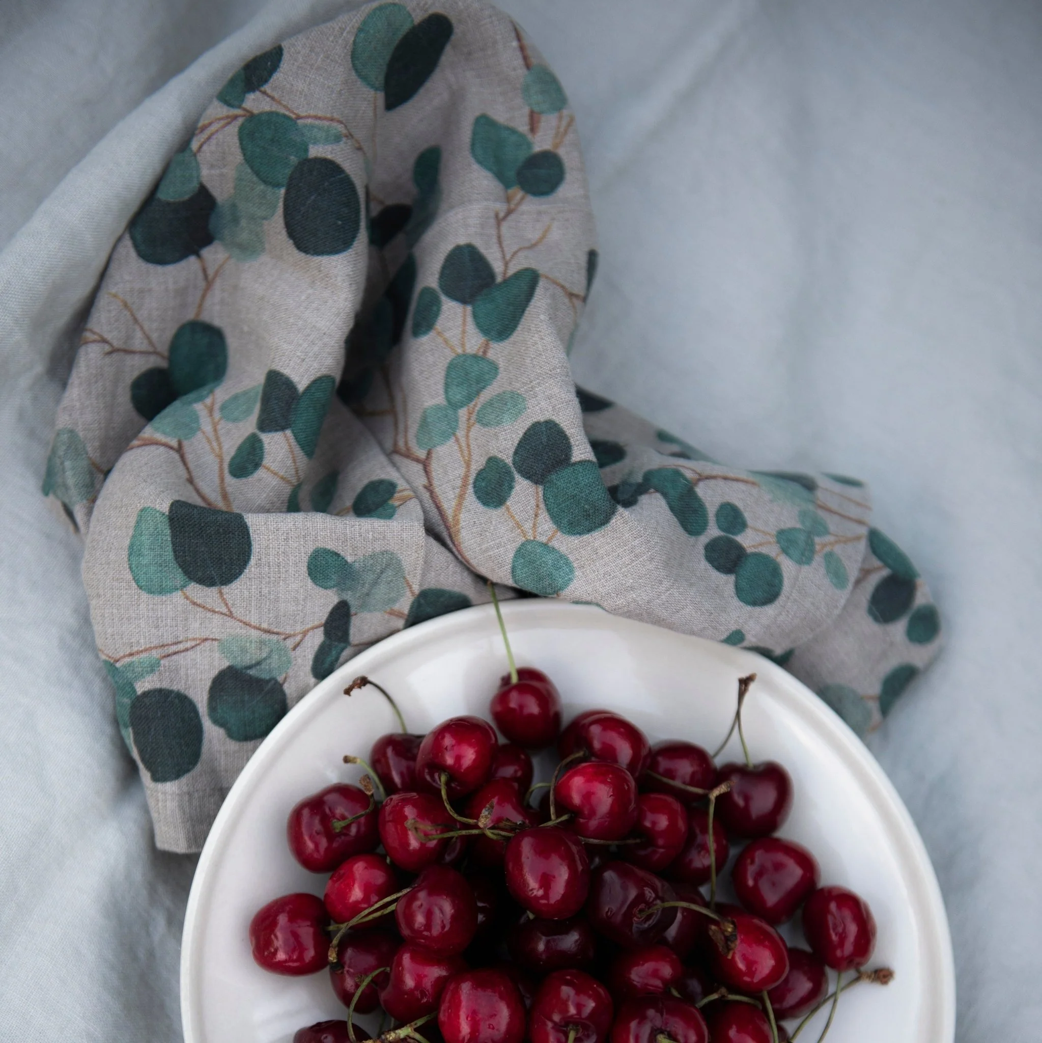 Eucalyptus on Natural Linen Napkins Set of 2 - Image 2