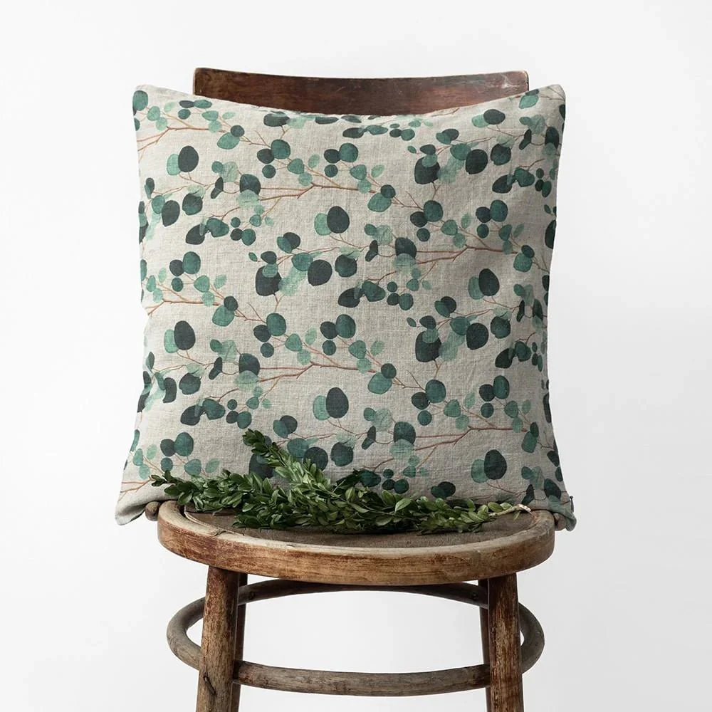 Eucalyptus on Natural Linen Cushion Cover