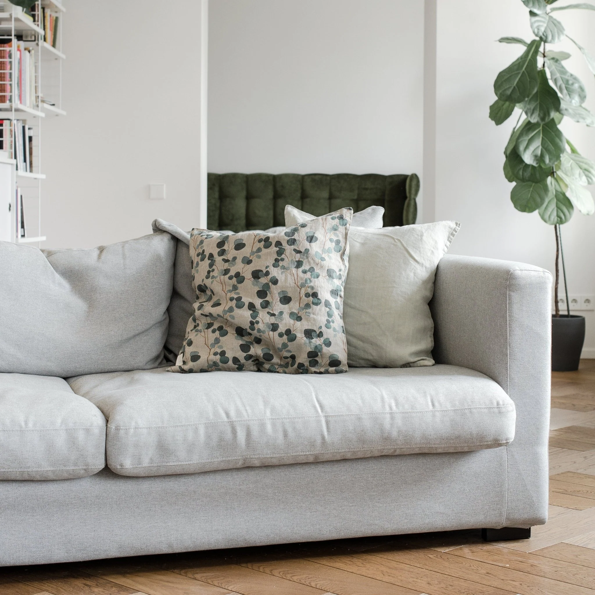 Eucalyptus on Natural Linen Cushion Cover - Image 2