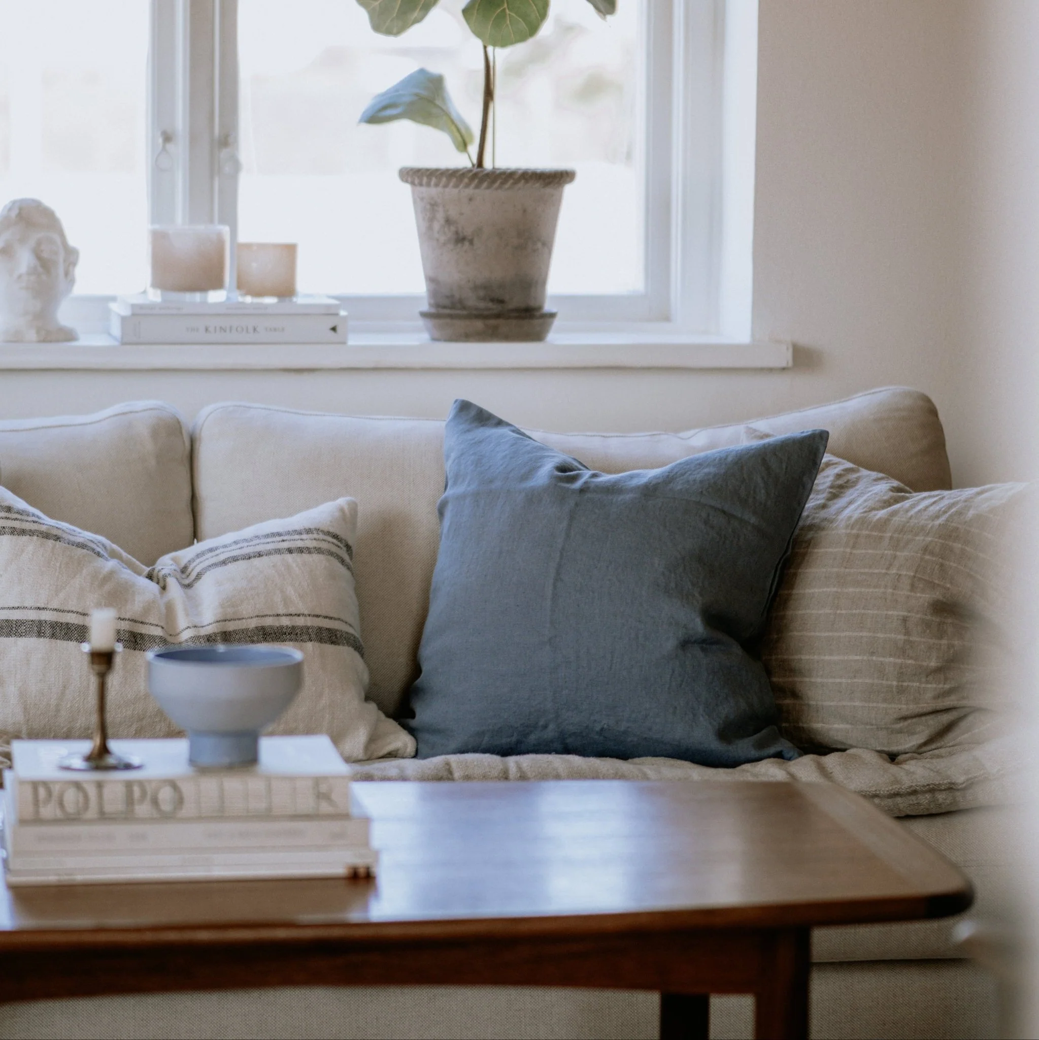 Blue Fog Linen Cushion Cover - Image 2