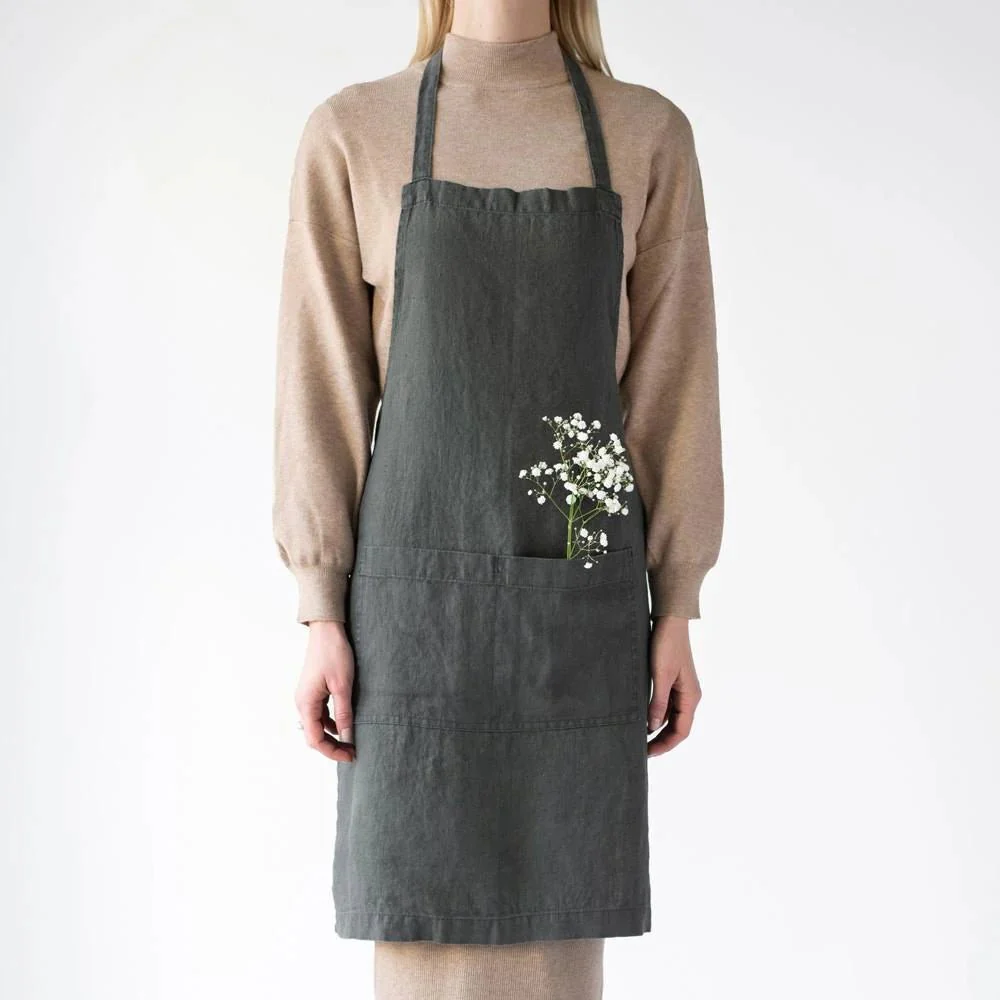 Forest Green Linen Daily Apron