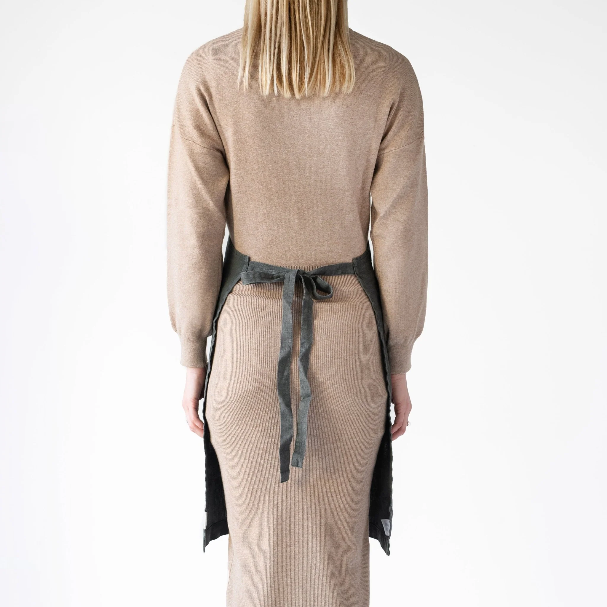 Forest Green Linen Daily Apron - Image 2