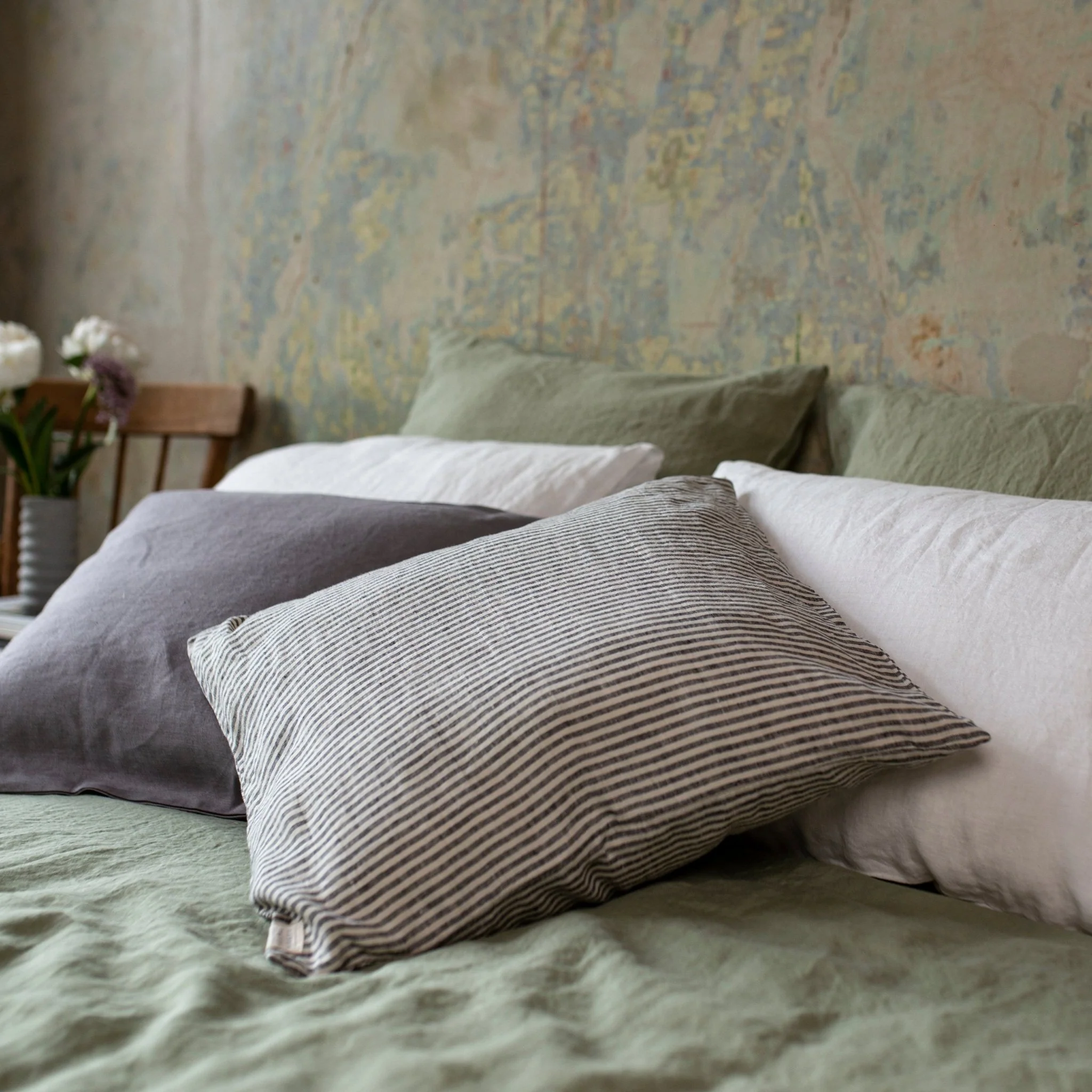 Thin Black Stripes Linen Cushion Cover - Image 3