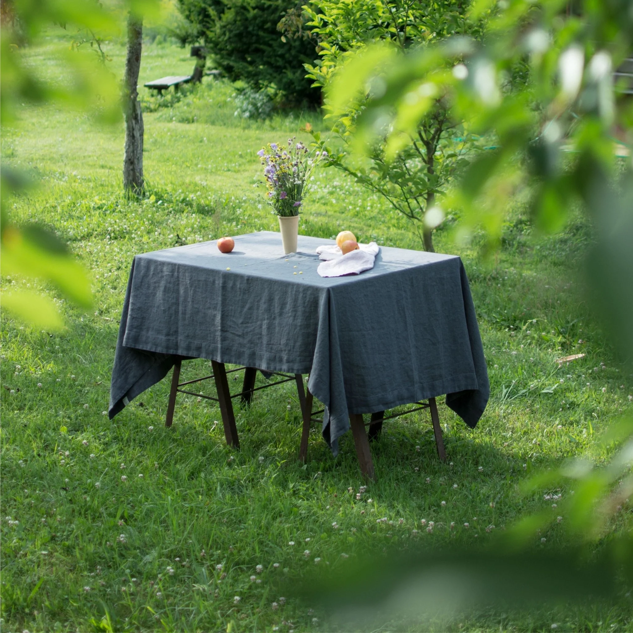 Blue Fog Linen Tablecloth - Image 2