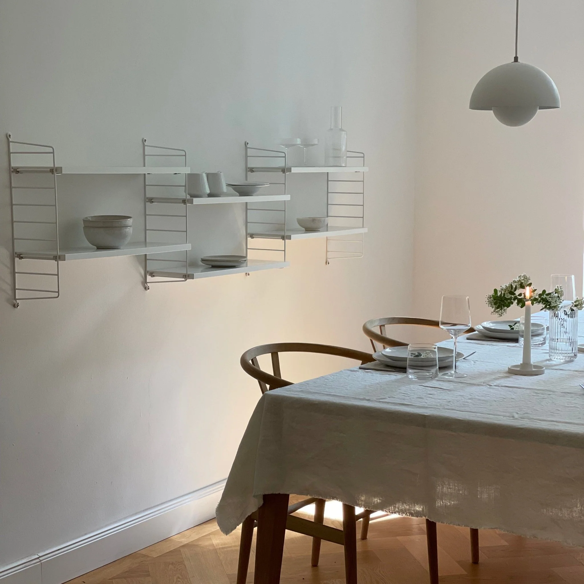 Off-White Linen Tablecloth with Fringes - Image 2