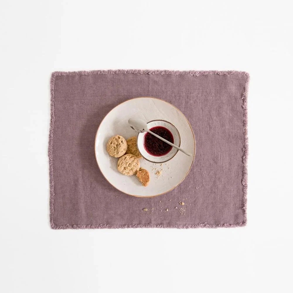 Ashes of Roses Linen Placemat with Fringes