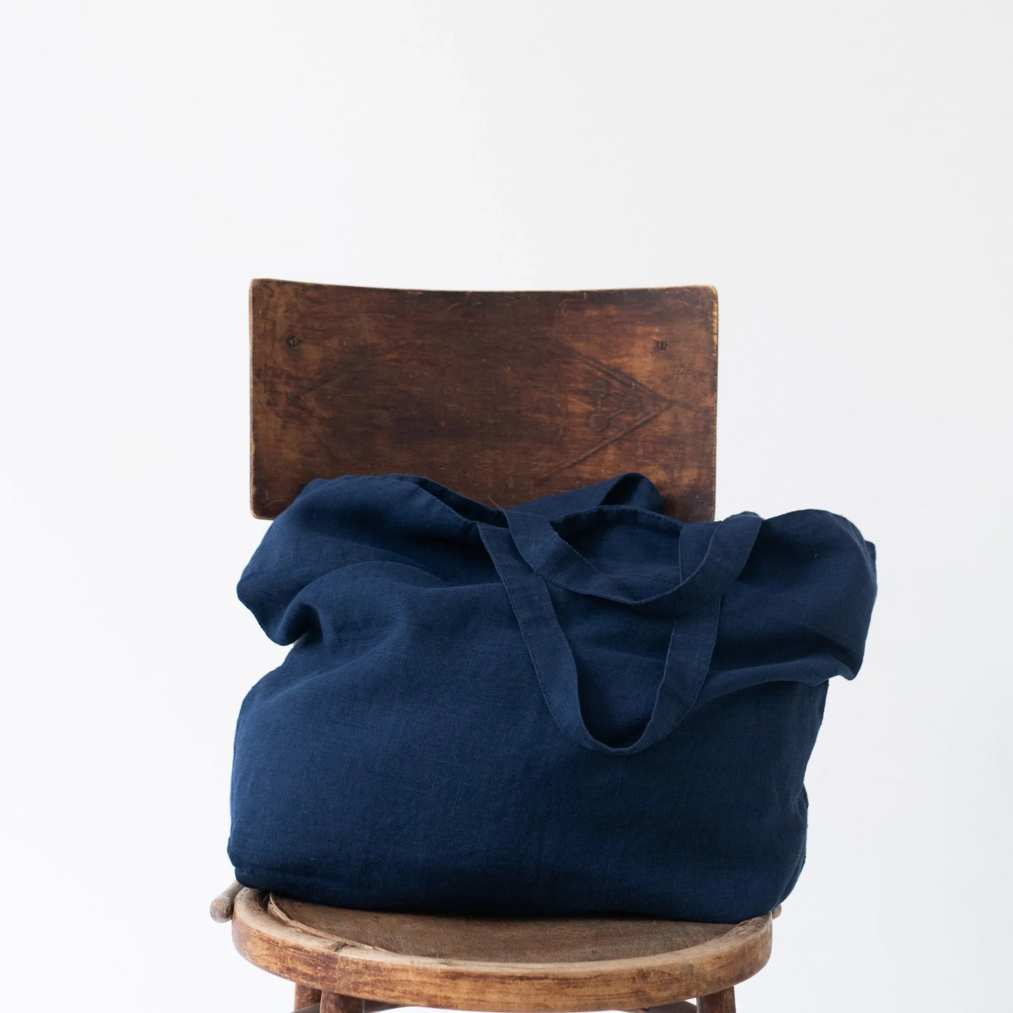 Navy Linen Big Bag - Image 3