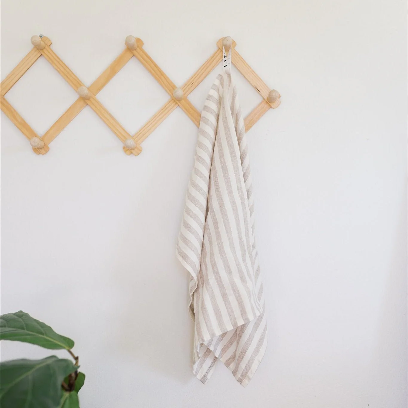 Natural White Stripes Linen Kitchen Towel - Image 4