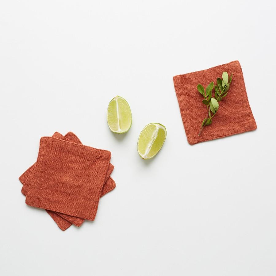 Baked Clay Linen Coasters Set of 4