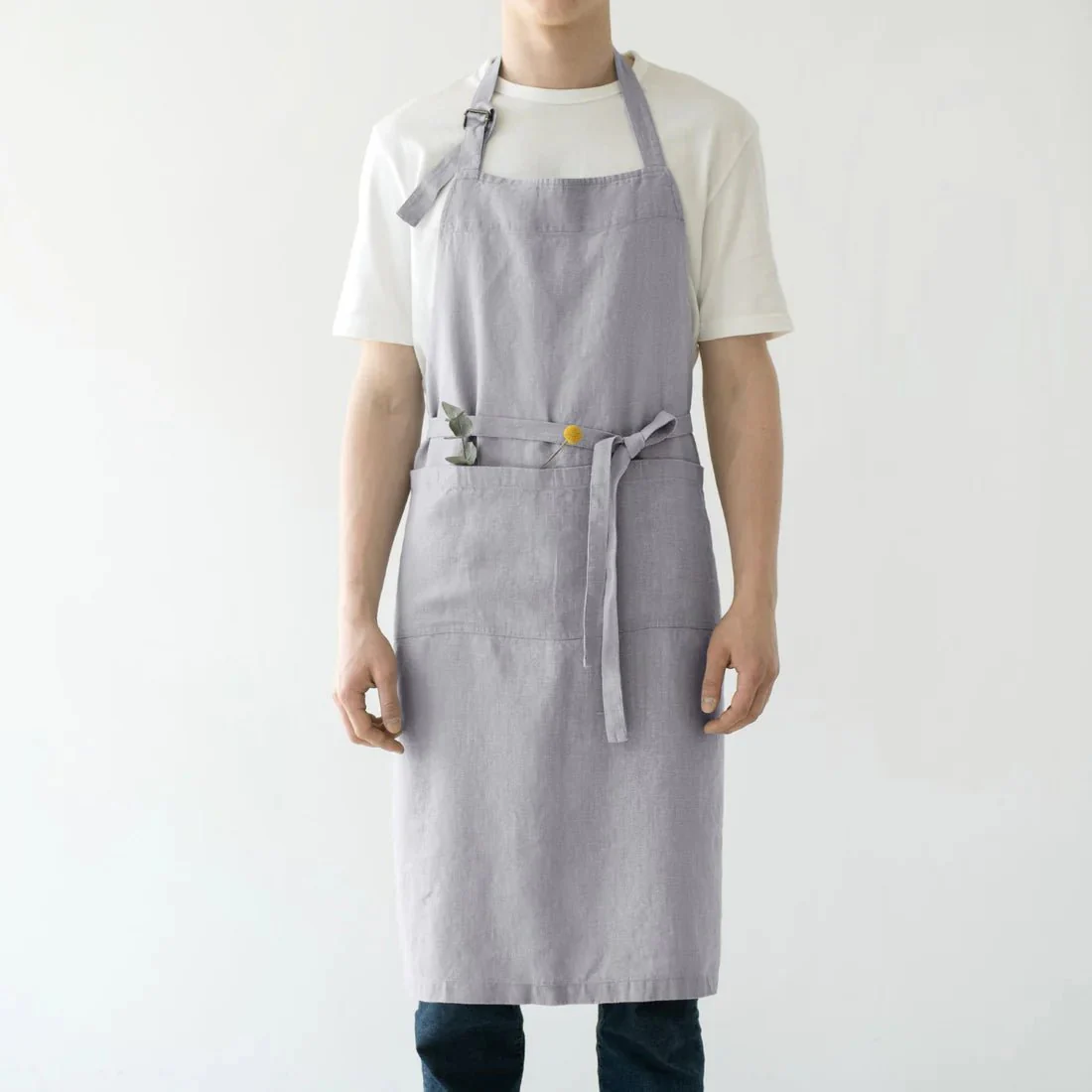 Light Grey Linen Chef Apron