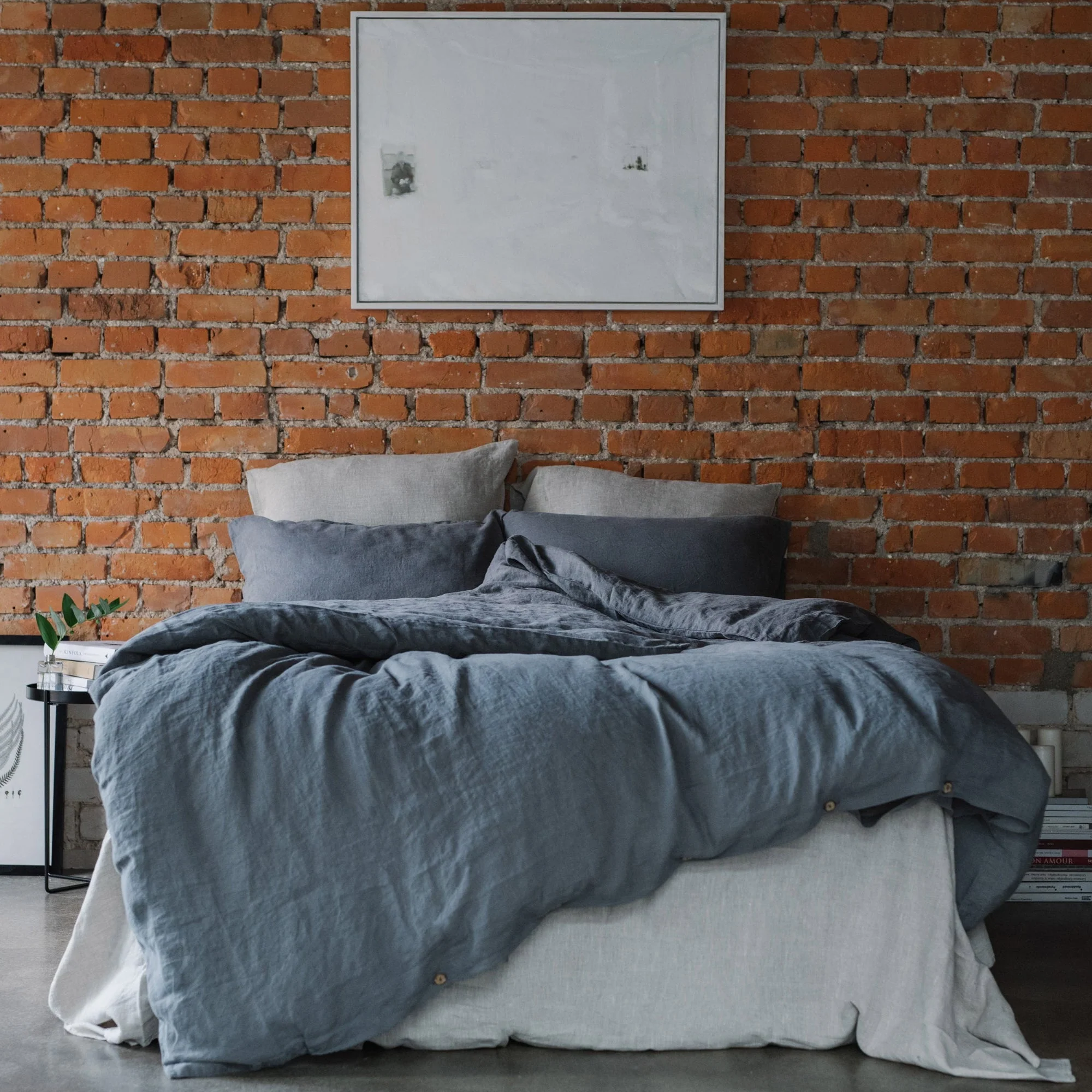 Dark Grey Linen Duvet Cover - Image 4