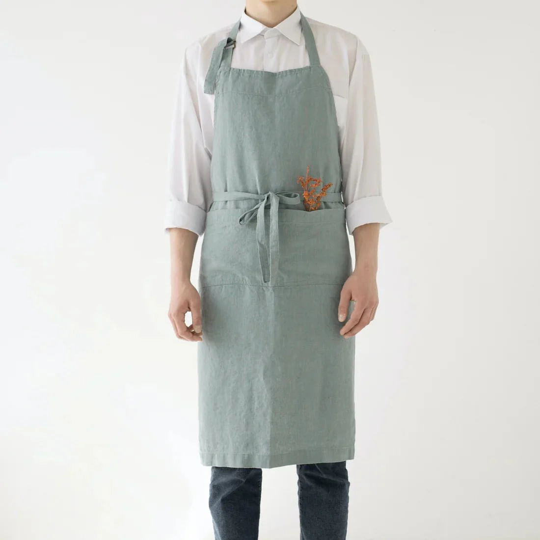 Green Milieu Linen Chef Apron