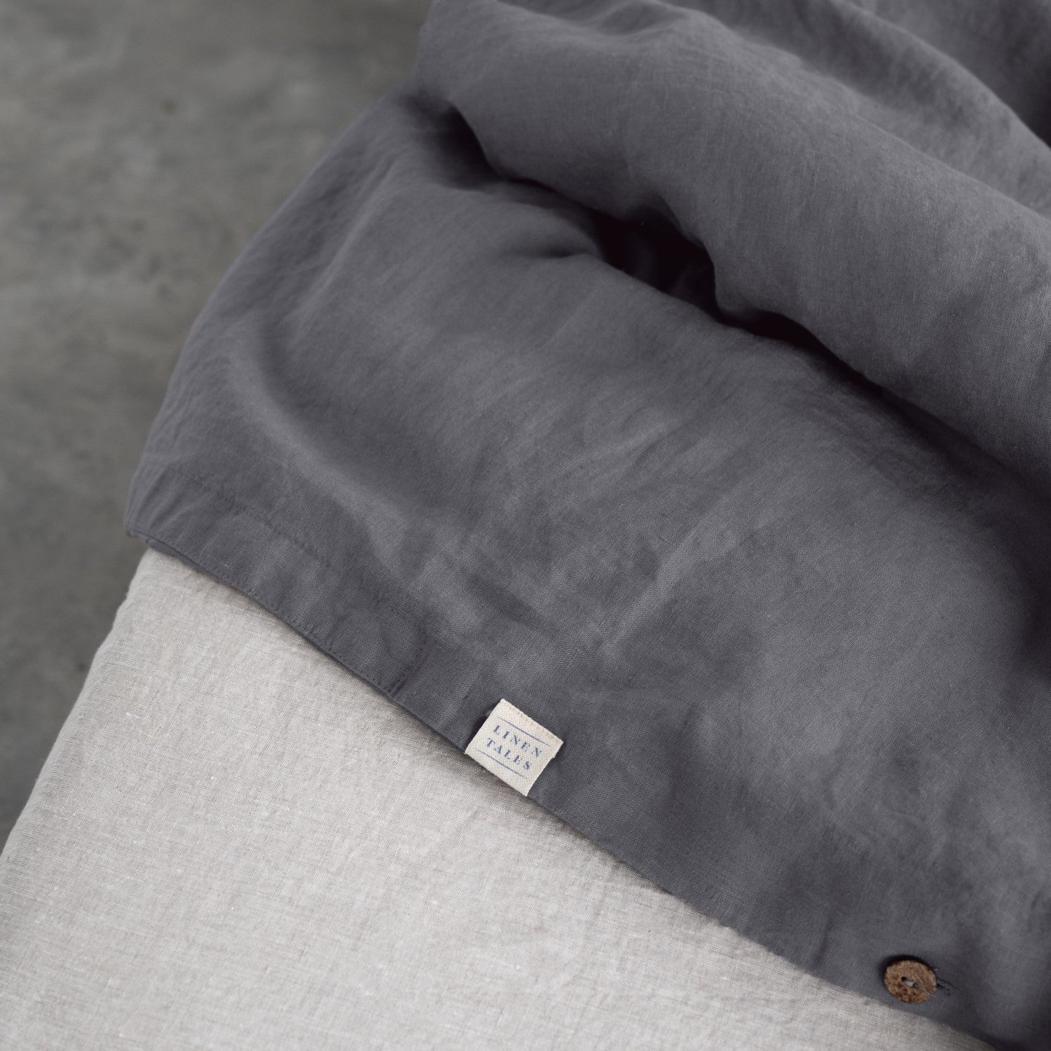 Dark Grey Linen Duvet Cover Set - Image 4