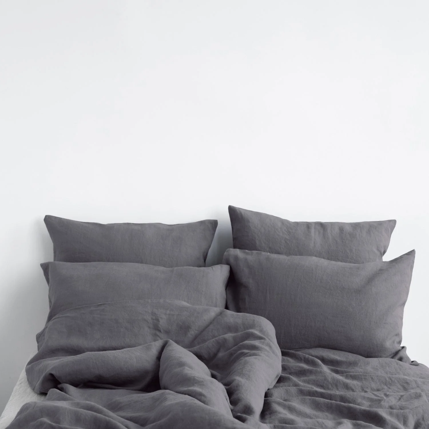 Dark Grey Linen Duvet Cover Set - Image 5