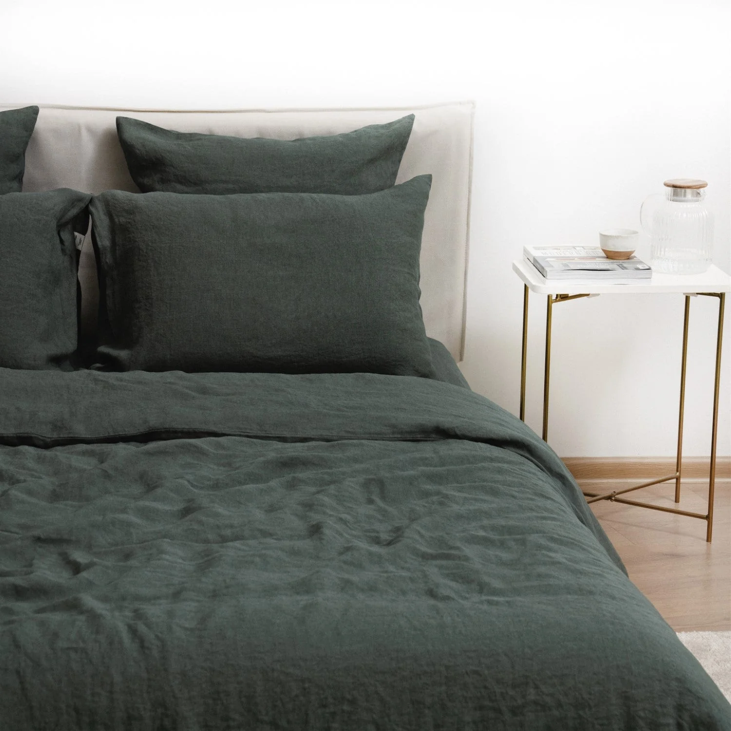 Forest Green Linen Duvet Cover Set - Image 5