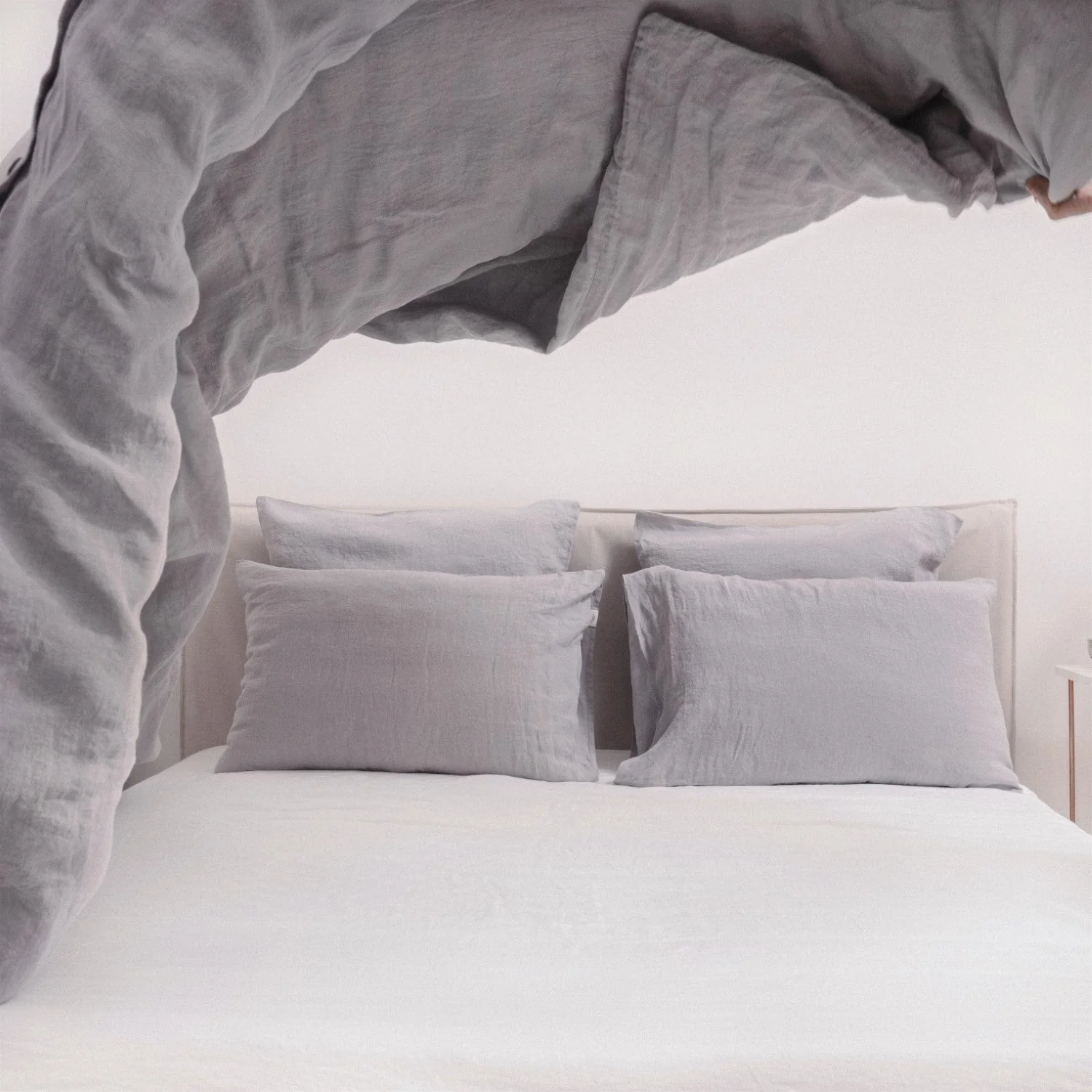 Light Grey Linen Duvet Cover Set - Image 4