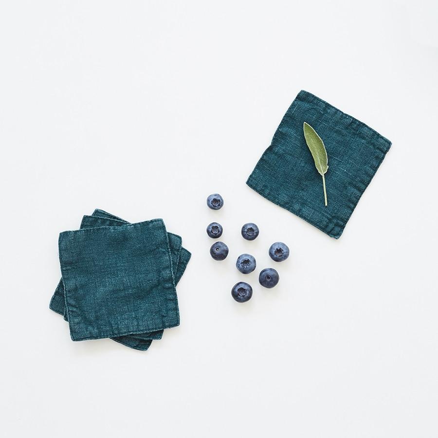 Deep Water Linen Coasters Set of 4