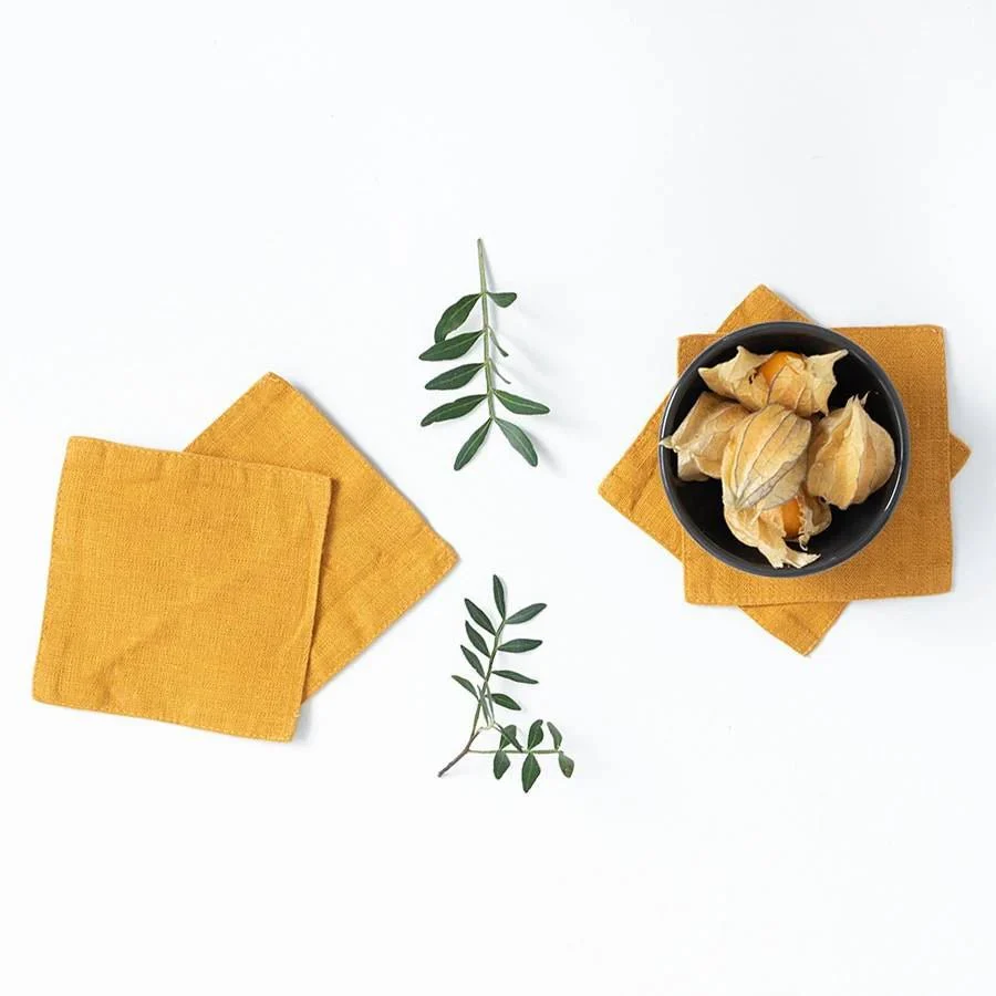 LIMITED EDITION Mustard Linen Coasters Set of 4