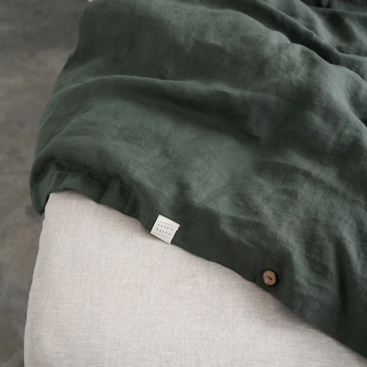 Forest Green Linen Duvet Cover - Image 4