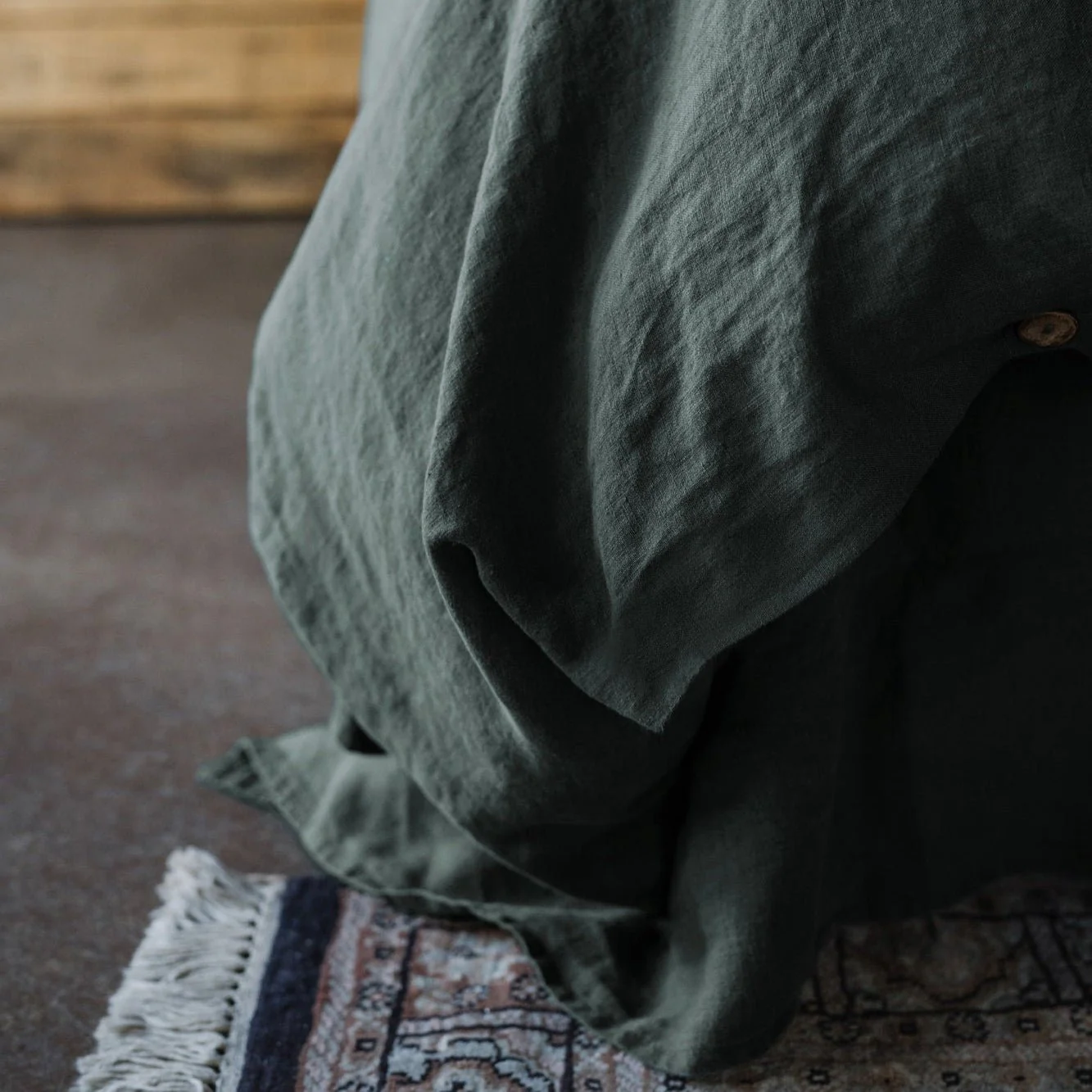 Forest Green Linen Duvet Cover - Image 5