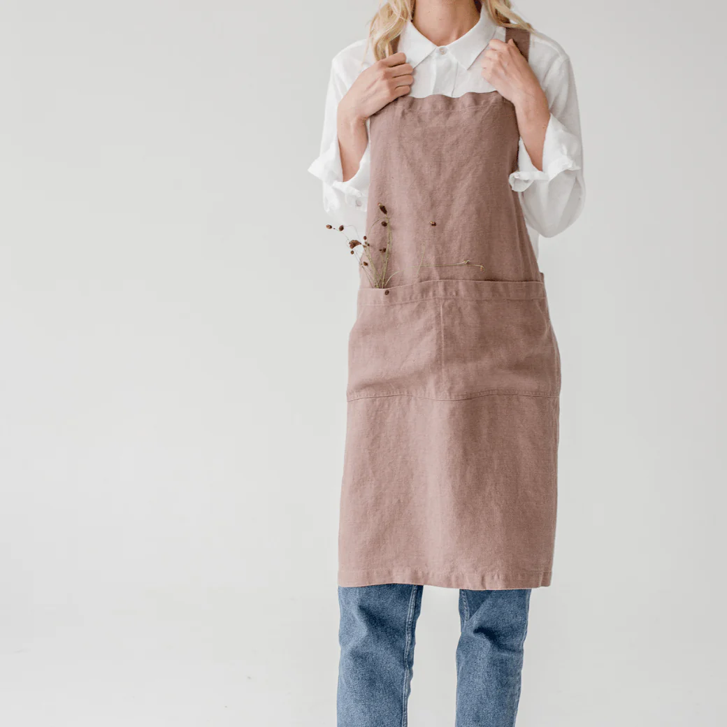 Ashes of Roses Linen Crossback Apron - Image 3