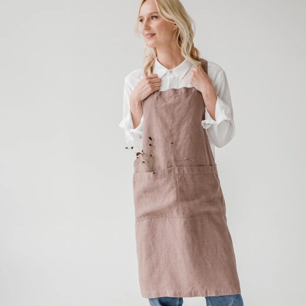 Ashes of Roses Linen Crossback Apron - Image 4