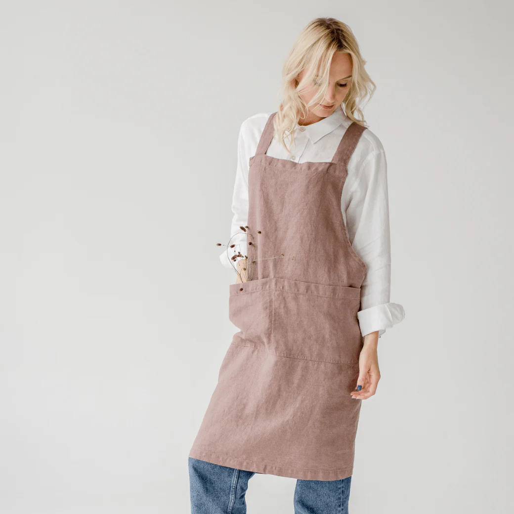 Ashes of Roses Linen Crossback Apron - Image 5