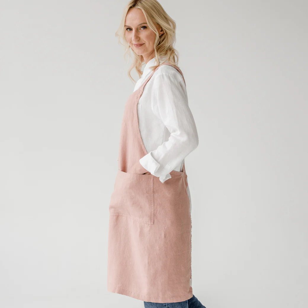 Cafe Creme Linen Crossback Apron - Image 3