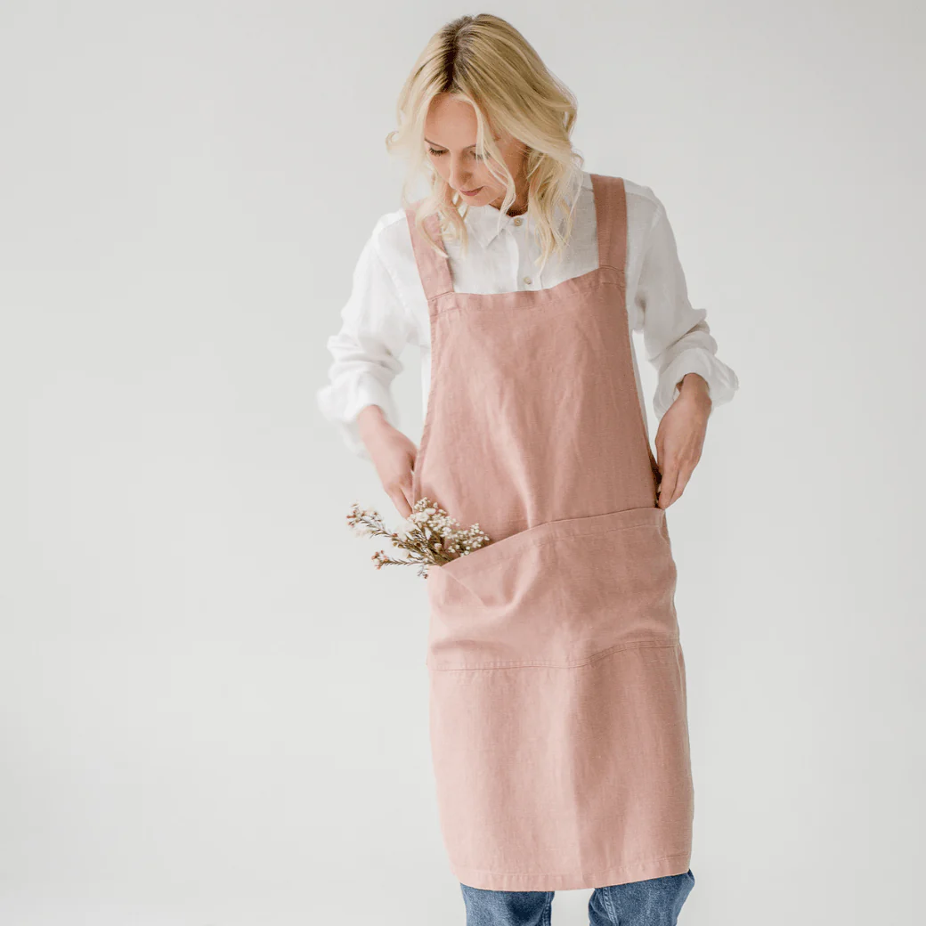 Cafe Creme Linen Crossback Apron - Image 5