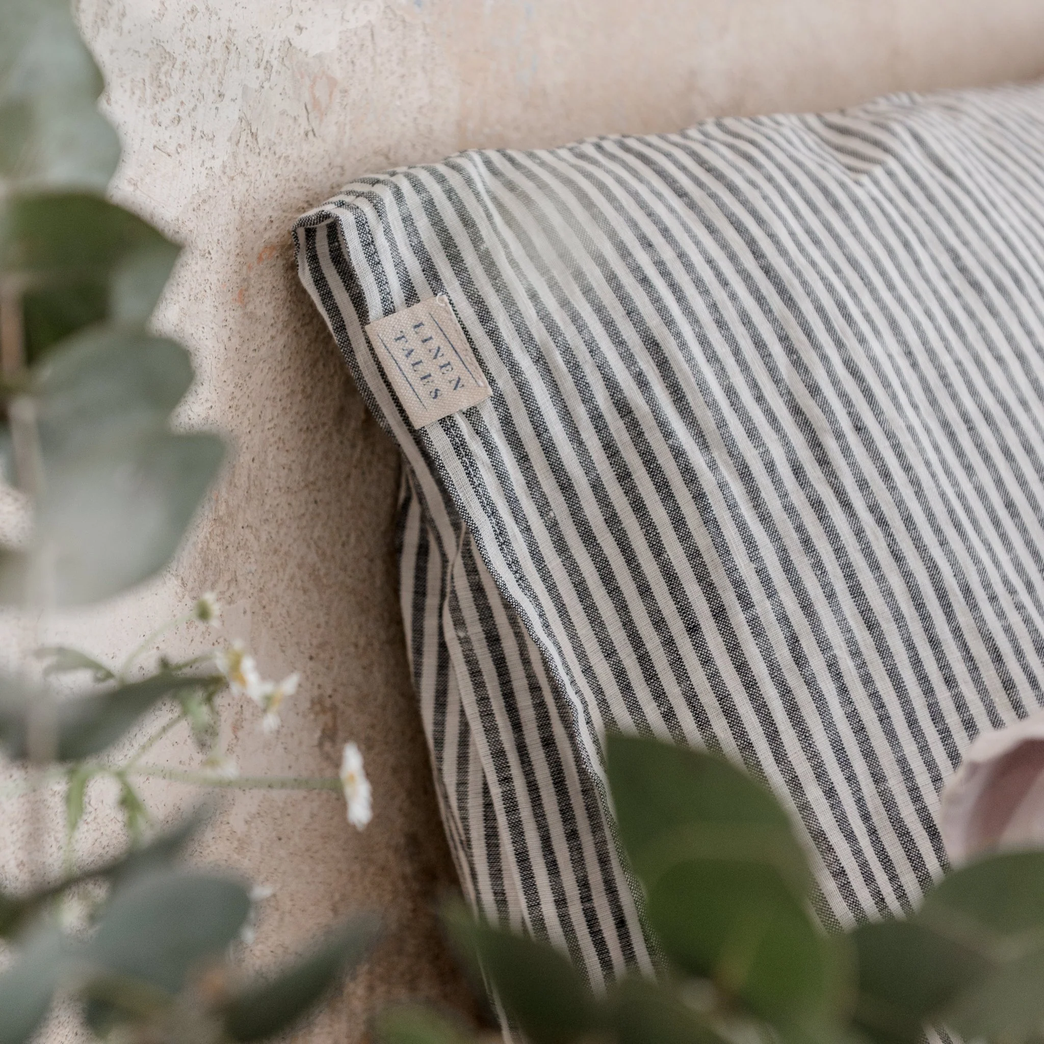 Thin Black Stripes Linen Pillowcase - Image 3