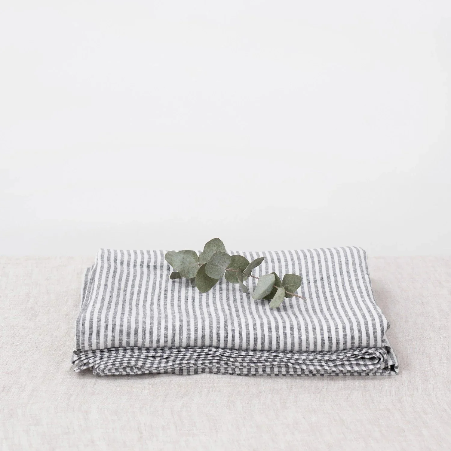 Thin Black Stripes Linen Flat Sheet