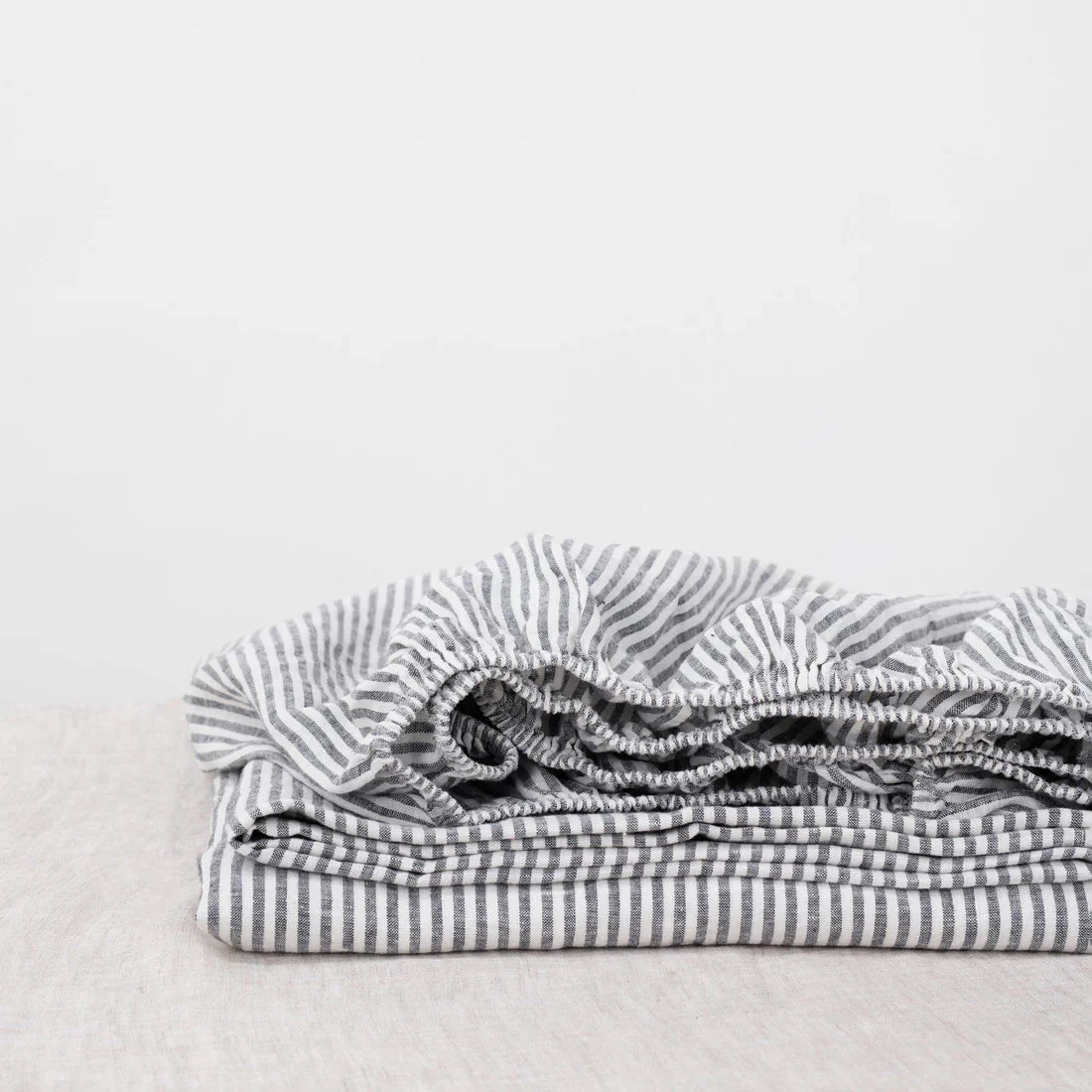 Thin Black Stripes Linen Fitted Sheet