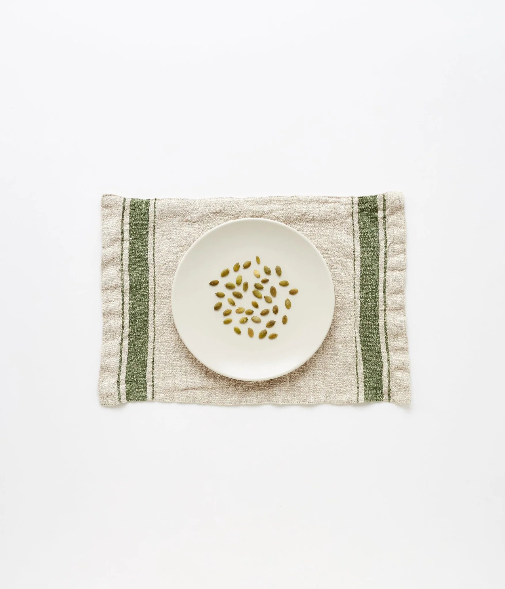 Green Stripe Vintage Linen Placemat