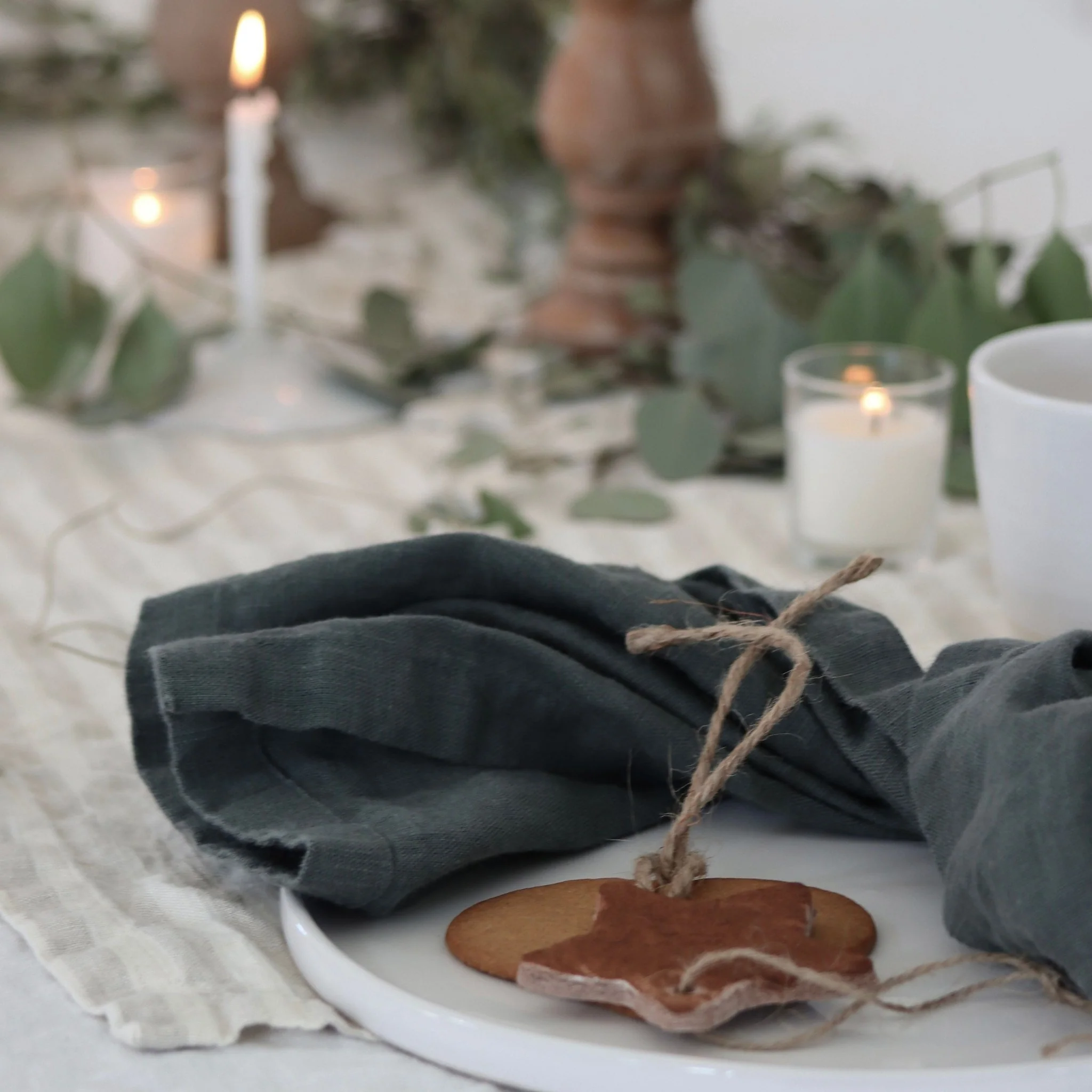 Forest Green Linen Napkins Set of 2 - Image 3