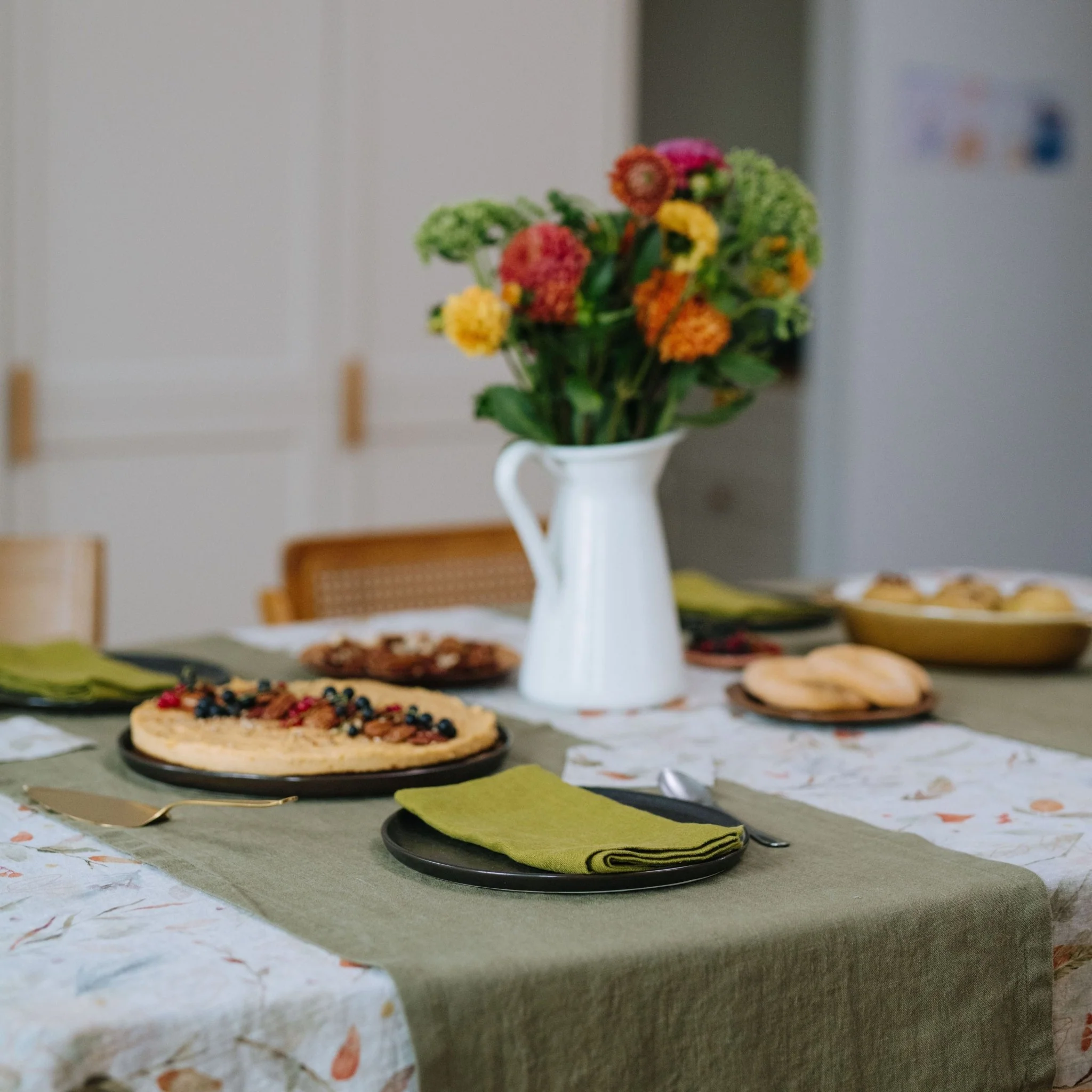 Moss Green Linen Napkins Set of 2 - Image 3