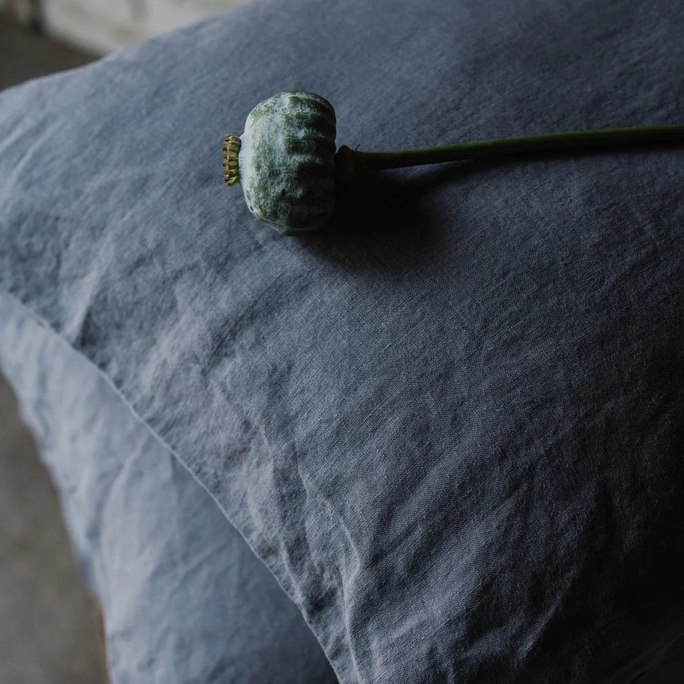 Dark Grey Linen Pillowcase - Image 3