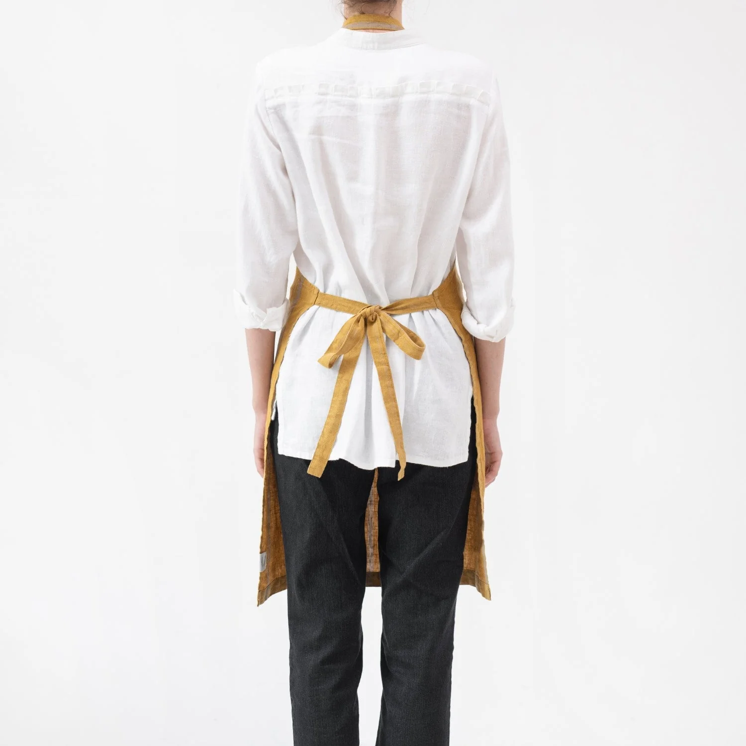 Amber Bronze Stripes Linen Daily Apron - Image 3