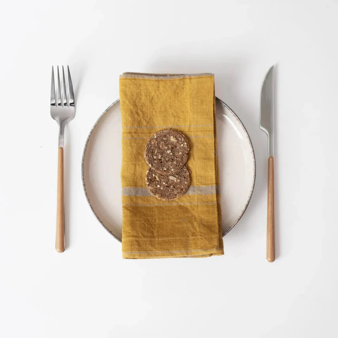 Amber Bronze Stripes Linen Napkins Set of 2