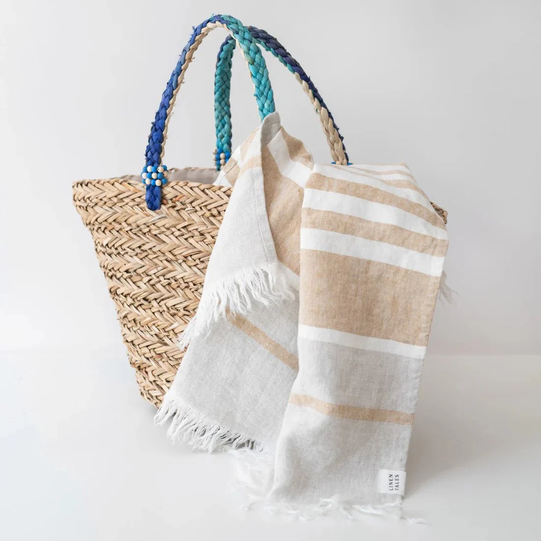 Amber Stripe Linen Beach Towel