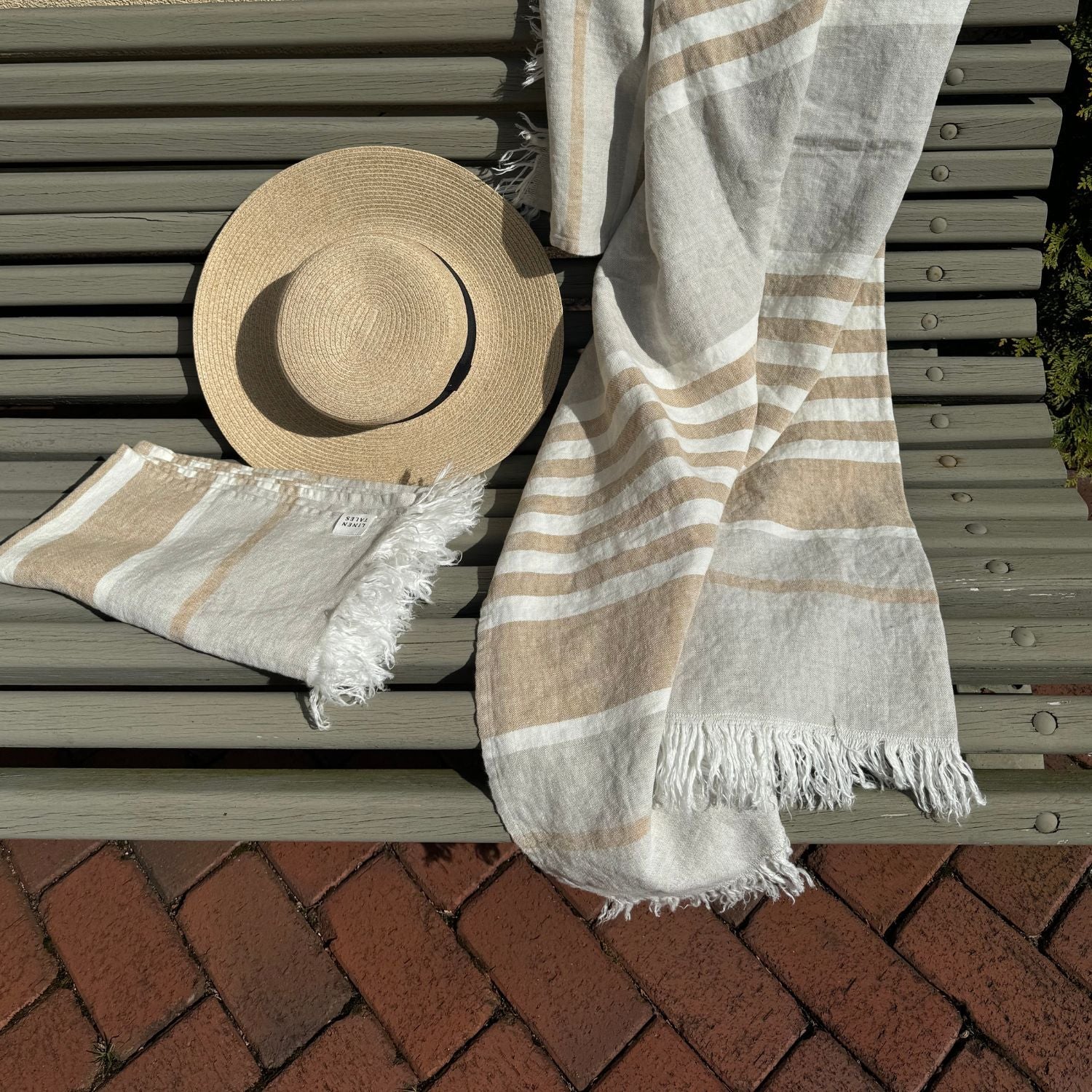 Amber Stripe Linen Beach Towel - Image 3