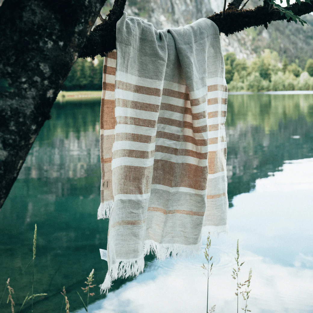 Amber Stripe Linen Beach Towel - Image 4