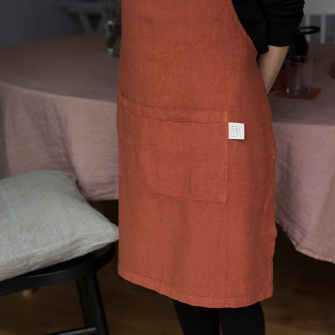 Baked Clay Linen Daily Apron - Image 4