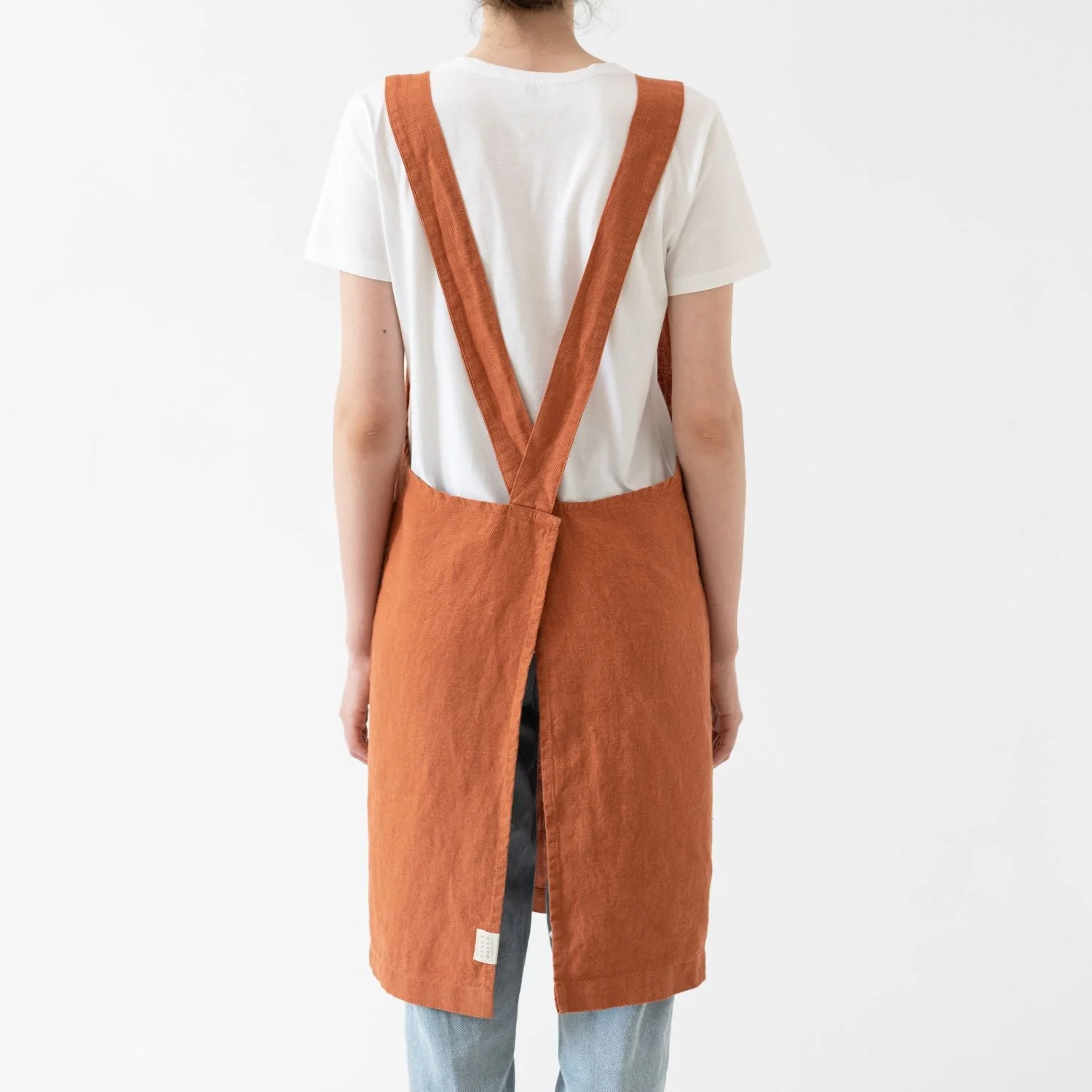 Baked Clay Linen Crossback Apron - Image 2