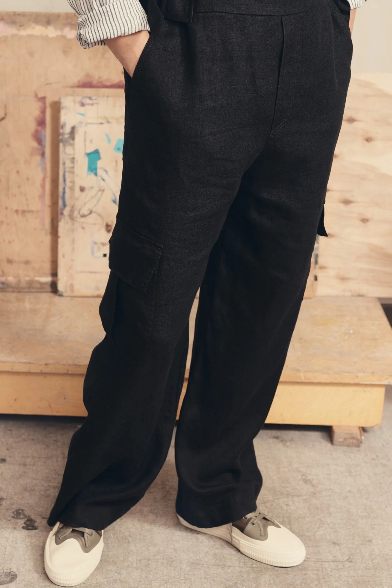 Black Linen Elm Overalls - Image 4