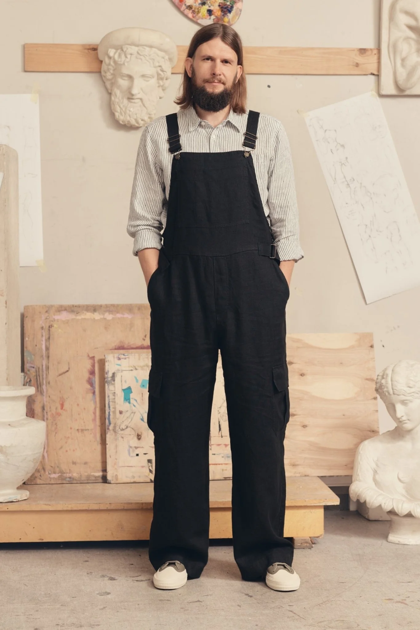 Black Linen Elm Overalls - Image 5